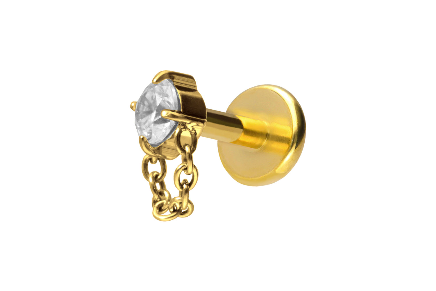 Titanium labret with push fit CRYSTAL + CHAIN